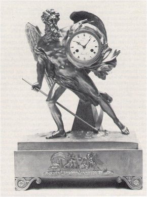 Bitte zum Vergrößern anklicken - 9. Pendule „Chronos, der die Zeit fortreißt", Ledure, Paris, um 1815, auf dem Zifferblatt bez.: Ledure
